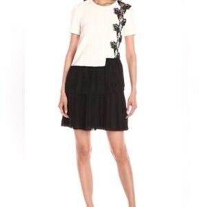 Thakoon Floral Inset Crochet Silk Ruffle Dress